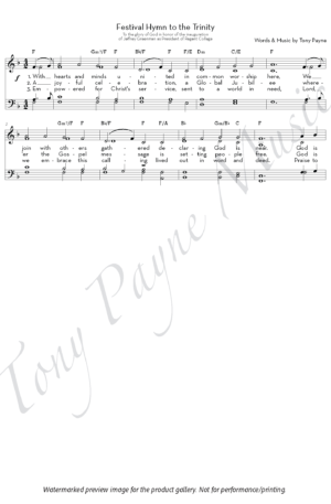 Preview of sheet music for ”Festival Hymn to the Trinity" (watermarked).