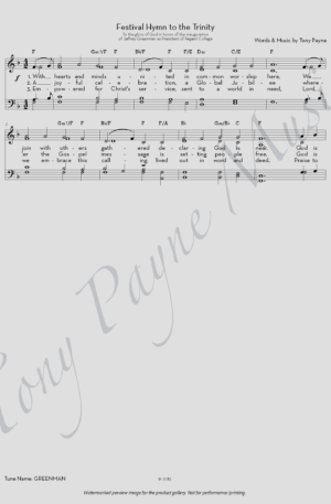 Preview of sheet music for ”Festival Hymn to the Trinity" (watermarked).