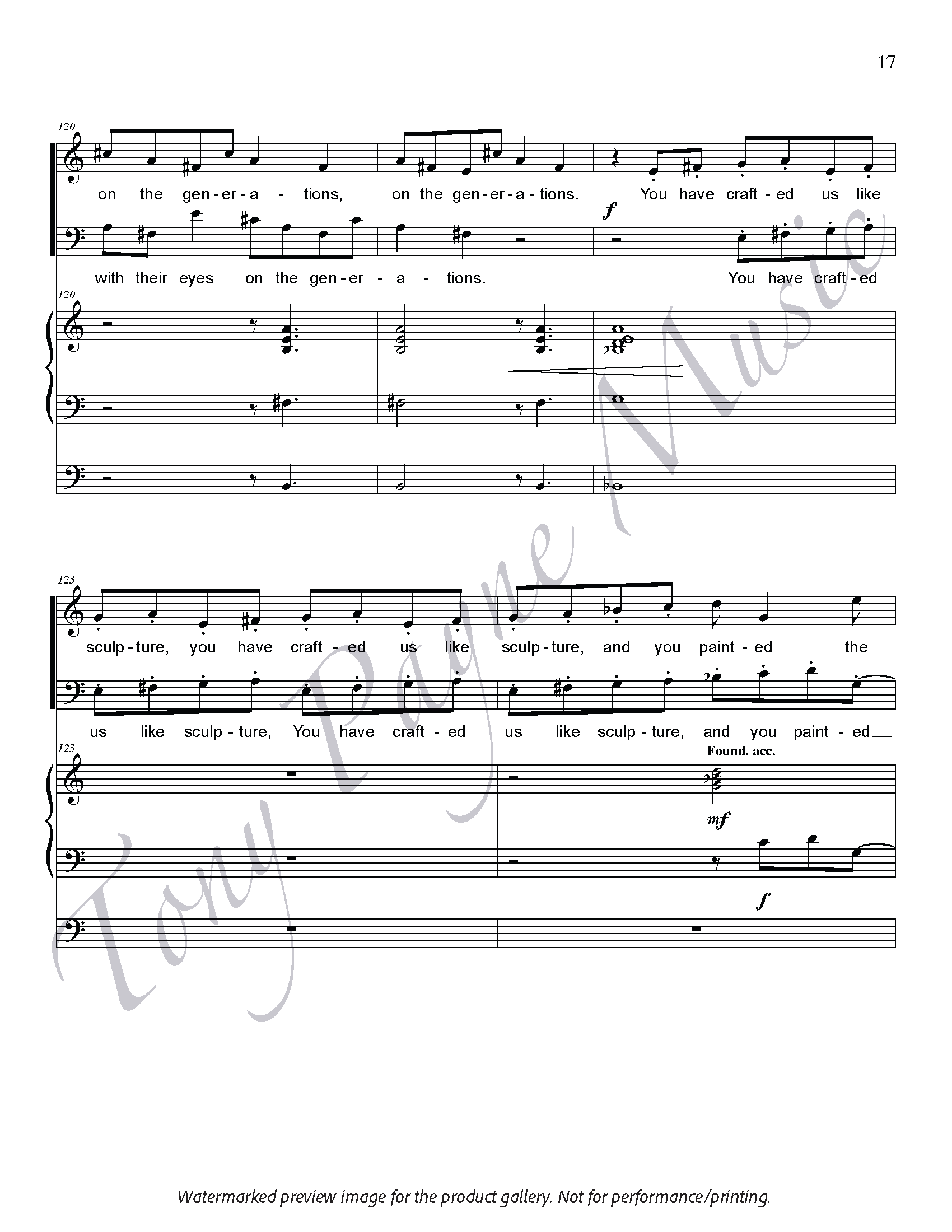 Preview of sheet music for "How Exalted Your Name - Choral Score" (watermarked)