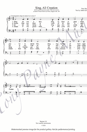 Preview of sheet music for "Sing, All Creation" (watermarked)